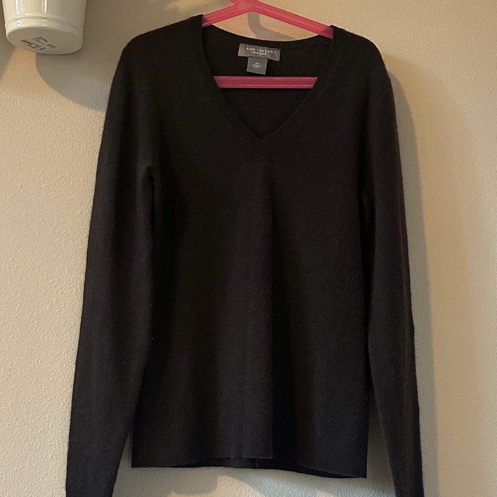 ann taylor brown cashmere V-Neck Sweater